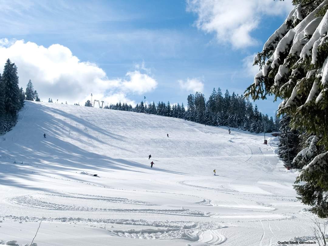 Kaltenbronn in Germany - a person skiing down a snowy slope.