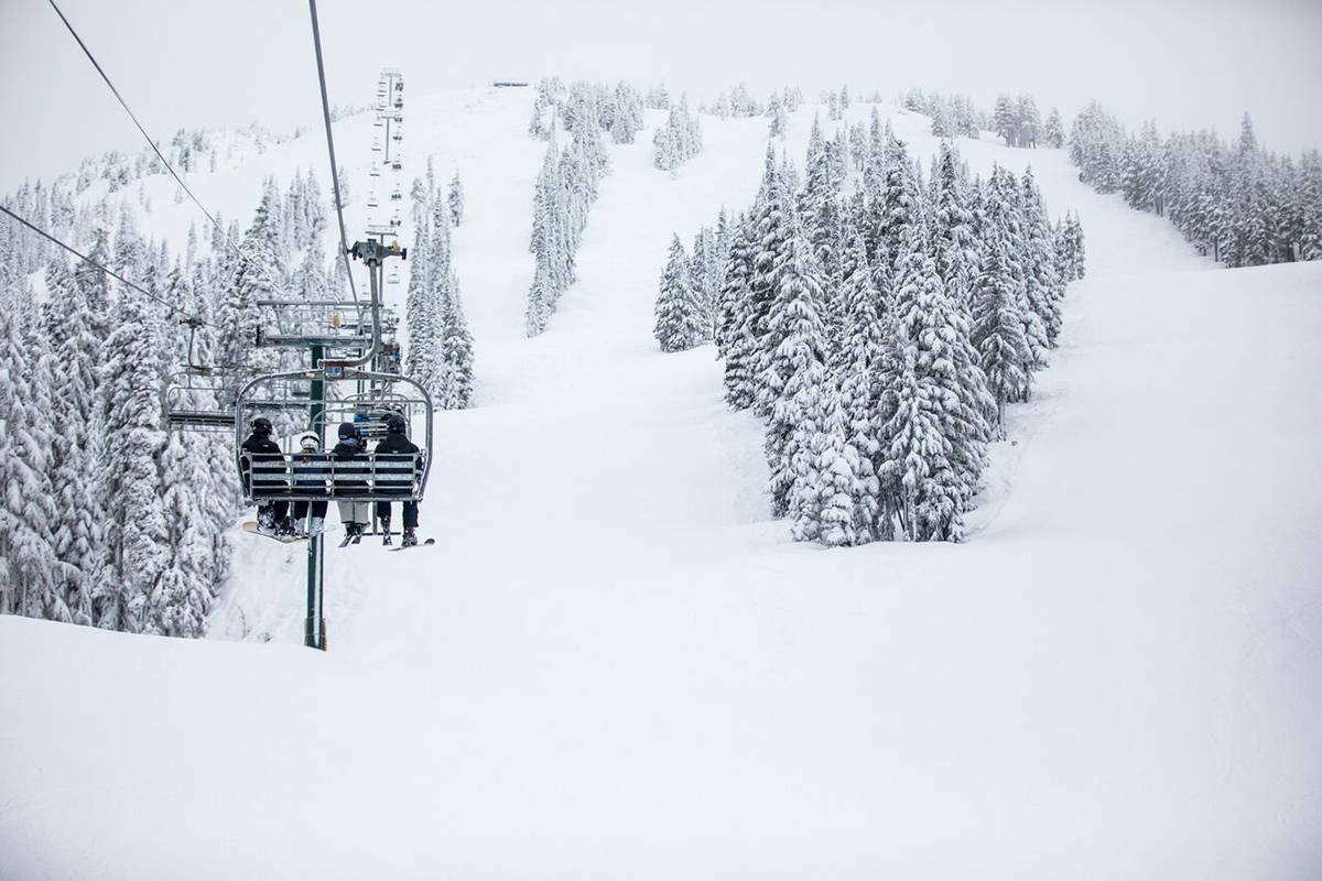Duck Mountain – Kamsack in Canada - a ski lift going up a snowy mountain.