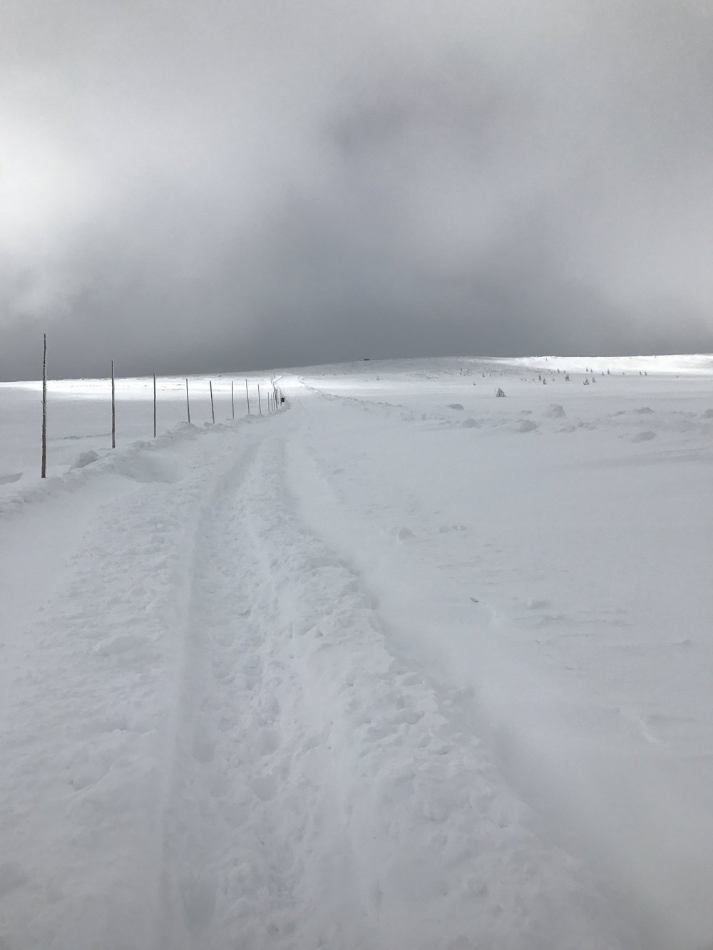 Špindlerův Mlýn in Czech Republic - a snow covered field with a fence in the fore.