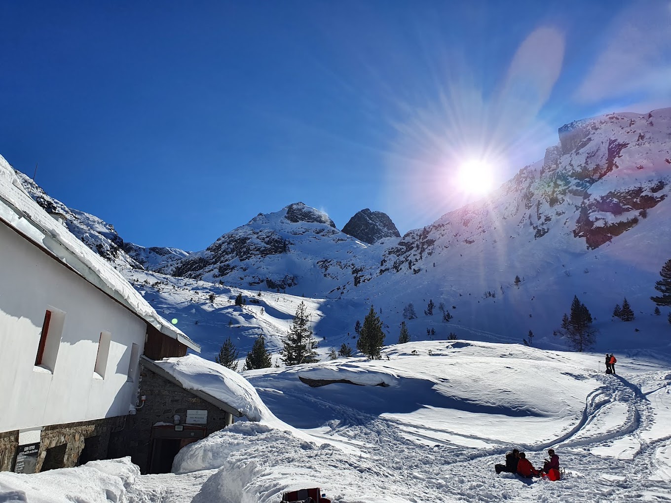 Malyovitsa in Bulgaria - the sun is shining over the snow covered mountains.