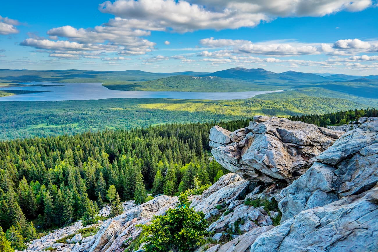 Minyar in Ural Federal District - a view from the top of a mountain.