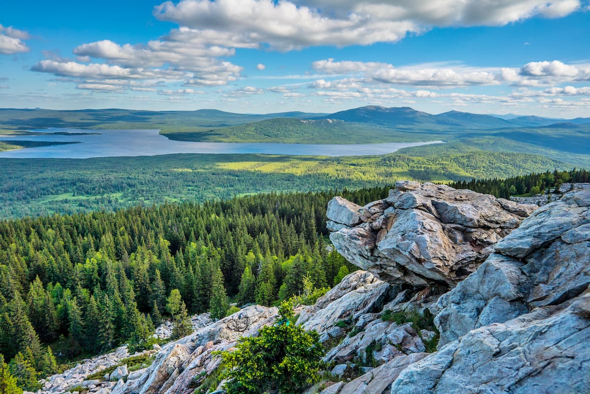 Minyar in Ural Federal District - a view from the top of a mountain.