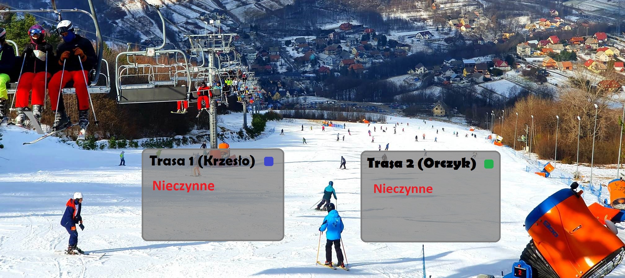 Szklana Góra – Harbutowice in Poland - a group of people skiing down a hill.