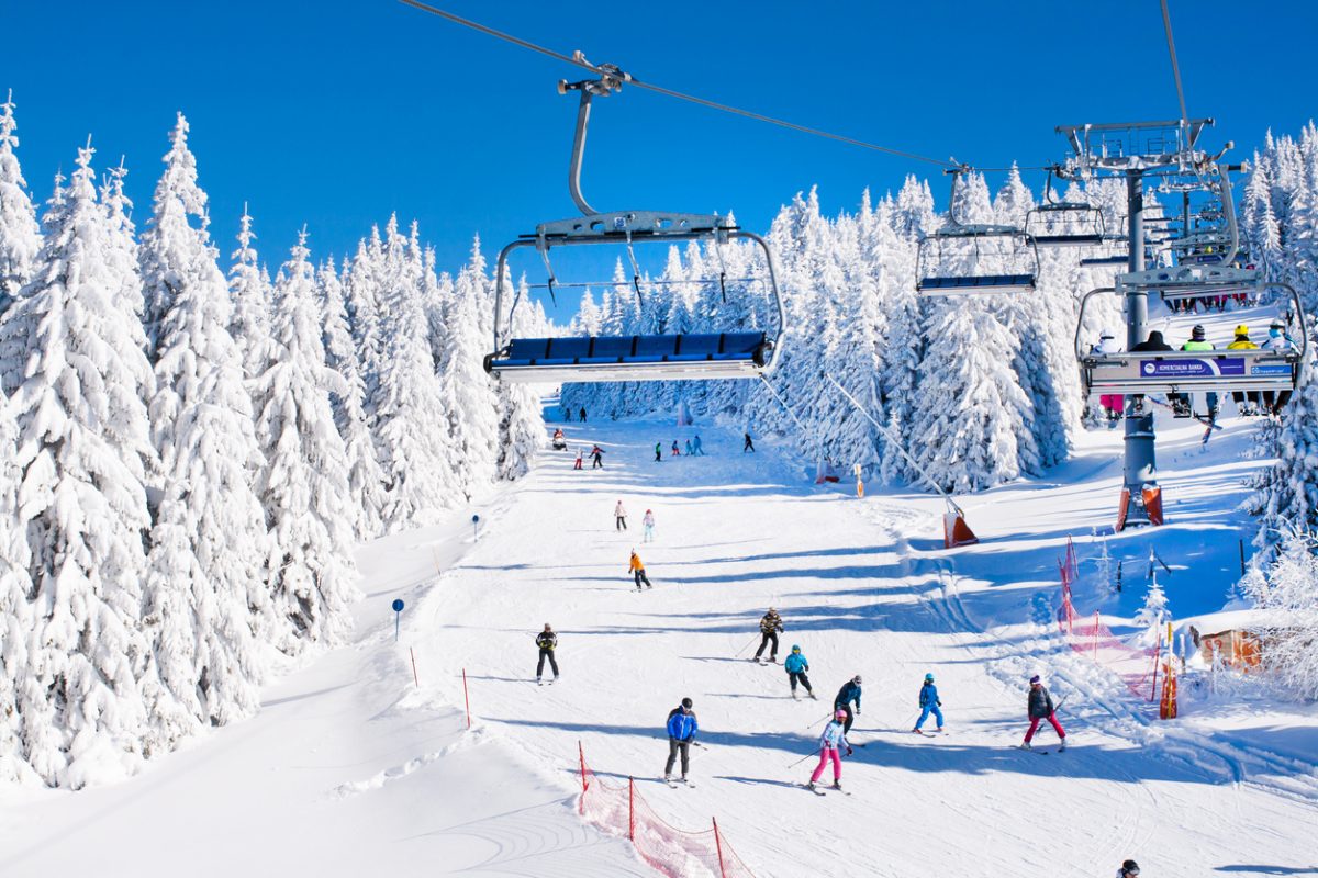 Riekstu Kalns in Latvia - snow covered trees in the background.
