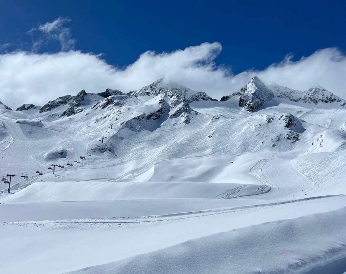 Kaunertaler Glacier in Austria - a snow covered mountain with a ski lift.