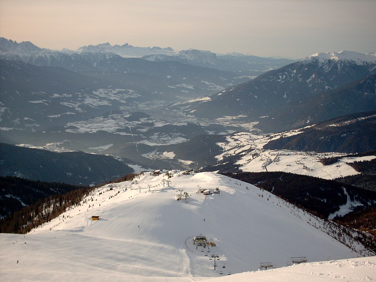 Gitschberg Jochtal in Italy - a view of the mountains from a ski slope.