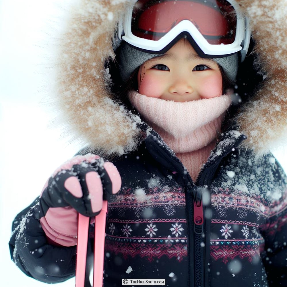 Sapphire Valley in USA - a little girl wearing ski gear in the snow.