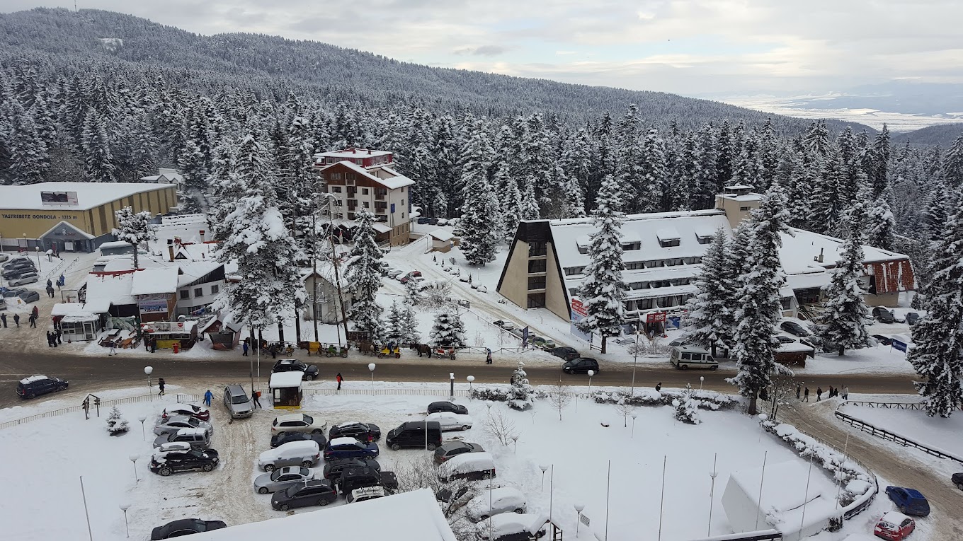 Borovets in Bulgaria - the view from the top of the mountain in winter.