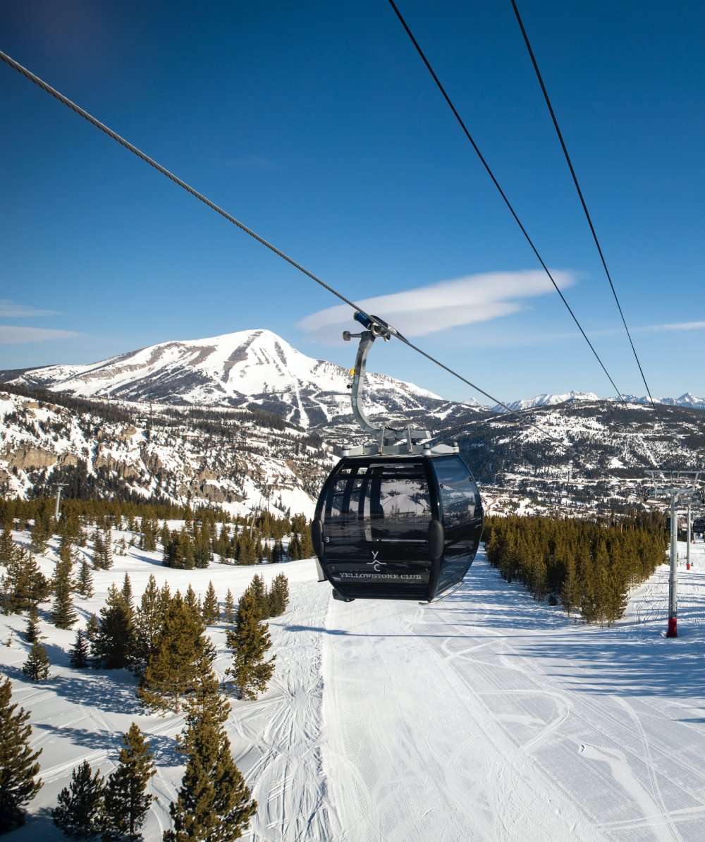 Yellowstone Club in USA - ski tracks in the snow.