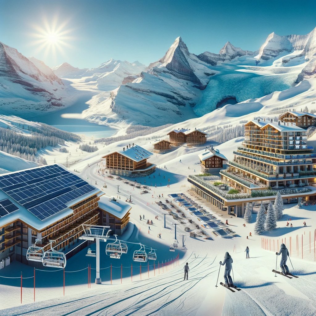 Tenna in Switzerland: a ski resort surrounded by snow covered mountains.