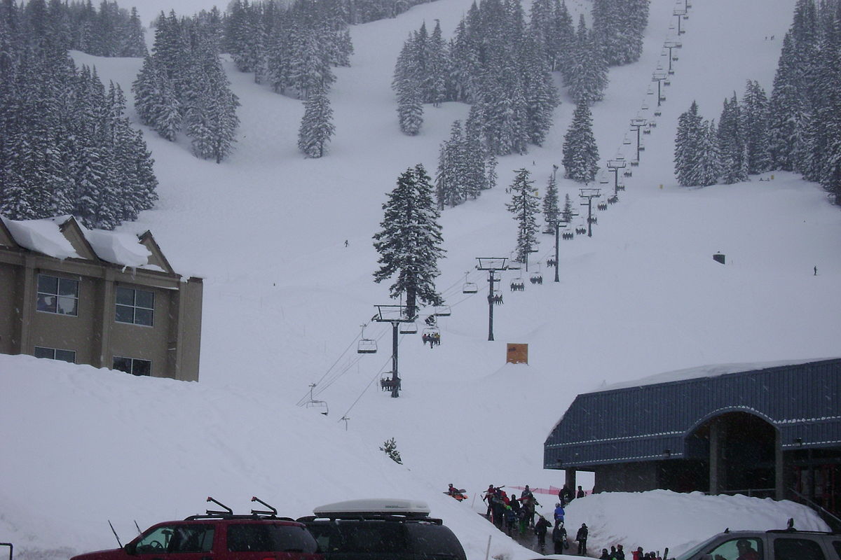 Mt Bachelor in USA - a snow covered ski slope.