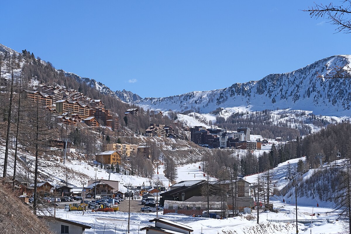 Isola 2000 in France: a view of a ski resort in the mountains.