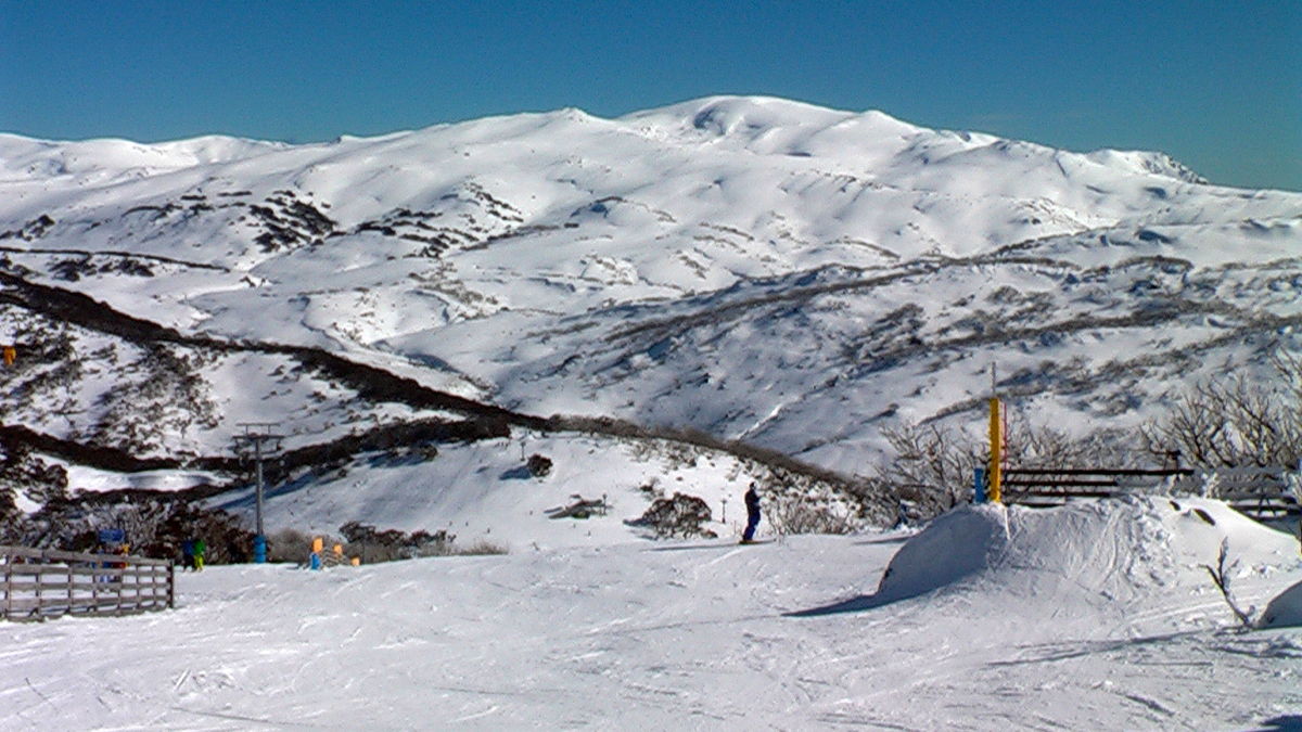Mount Hotham in Australia - a clear blue sky.