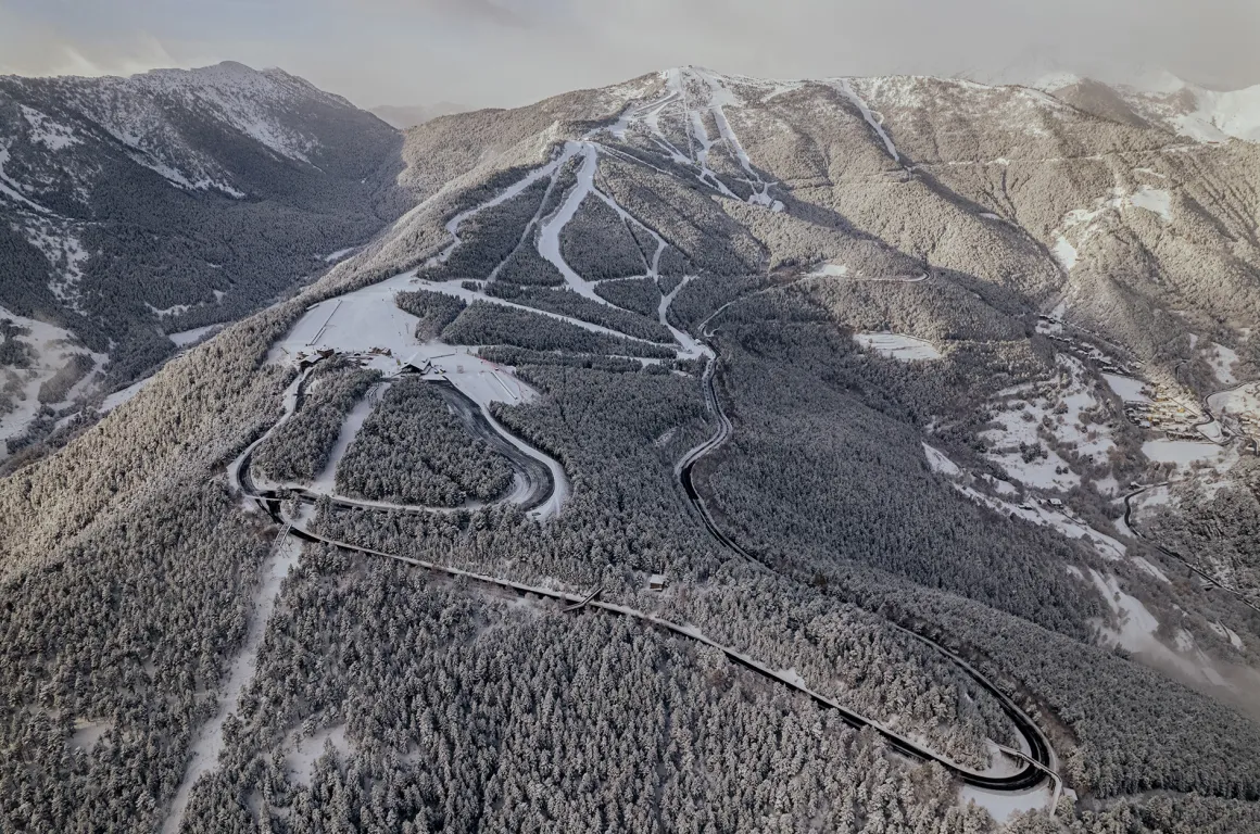 Pal Arinsal – La Massana in Andorra - an aerial view of the ski slopes in the austrian alps.