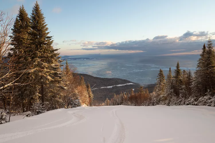 Le Massif de Charlevoix in Canada - the view from the top of the mountain in winter.