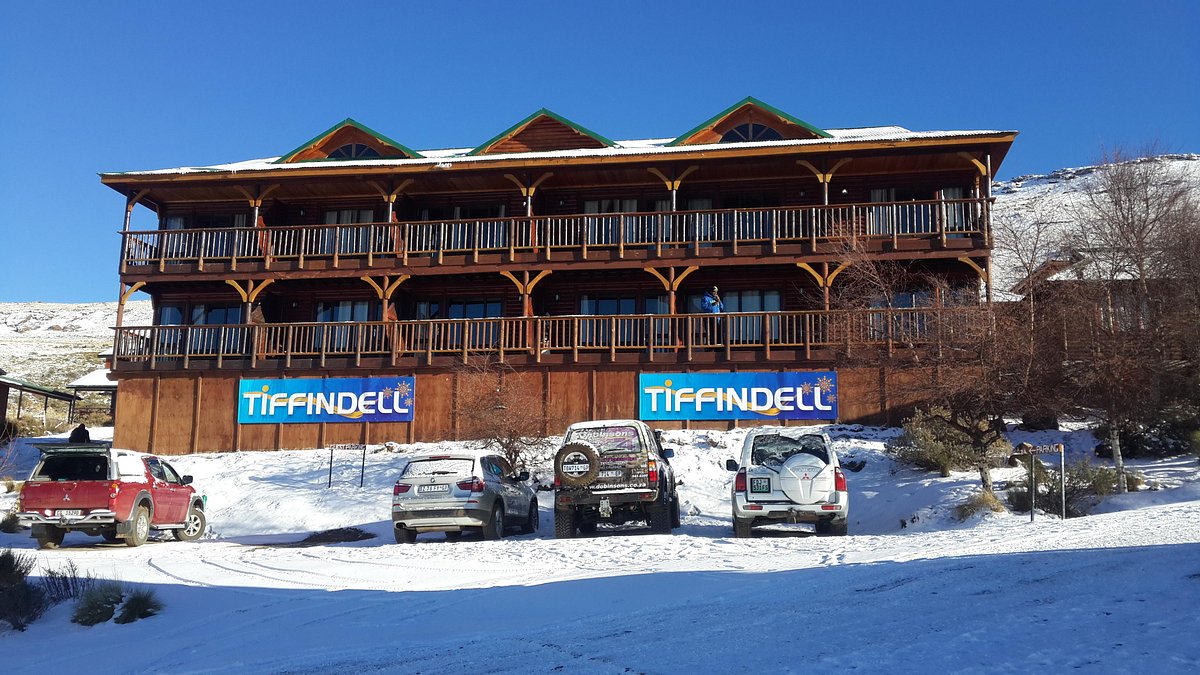 Tiffindell in South Africa: a building with a sign on the side of it.
