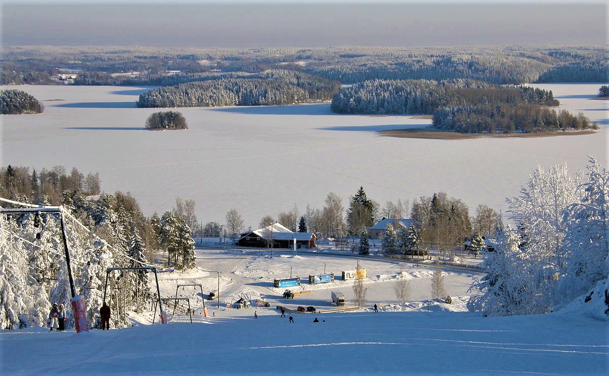 Ellivuori in Finland - a view from the top of a ski slope.