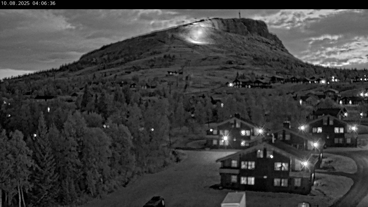 Skeikampen – Gausdal in Norway - a view of a mountain village at dusk.