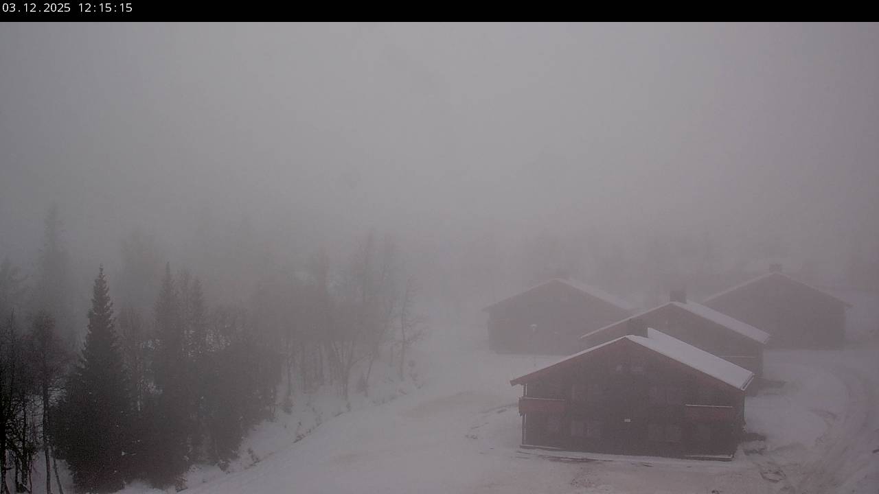 Skeikampen – Gausdal in Norway - a view of a mountain village at dusk.