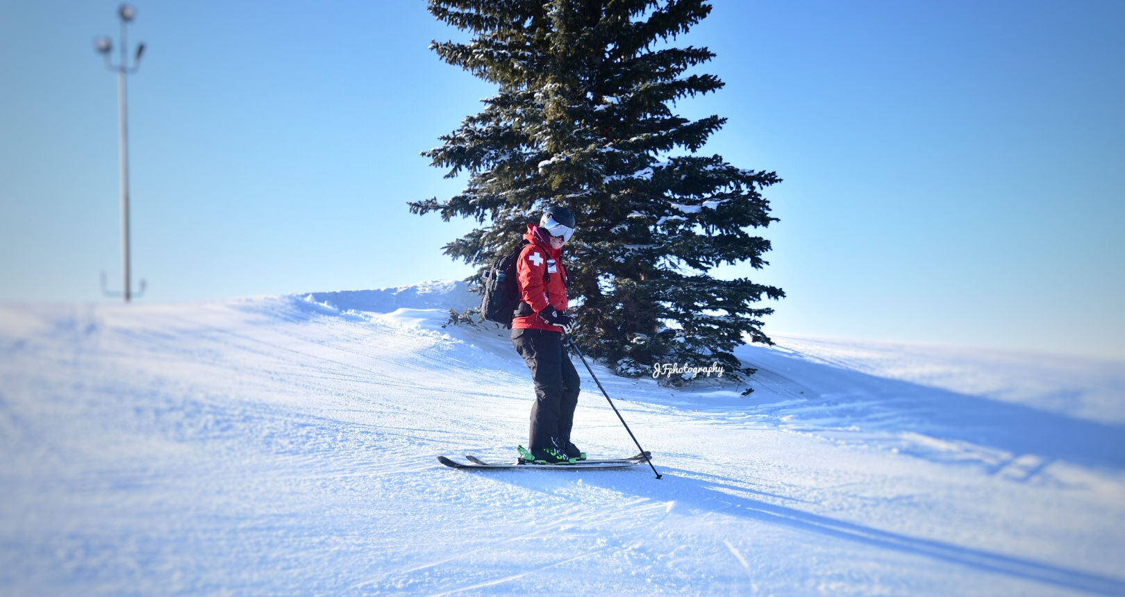 Valley Ski Hill – Alliance in Canada - a person riding skis down a snowy slope.