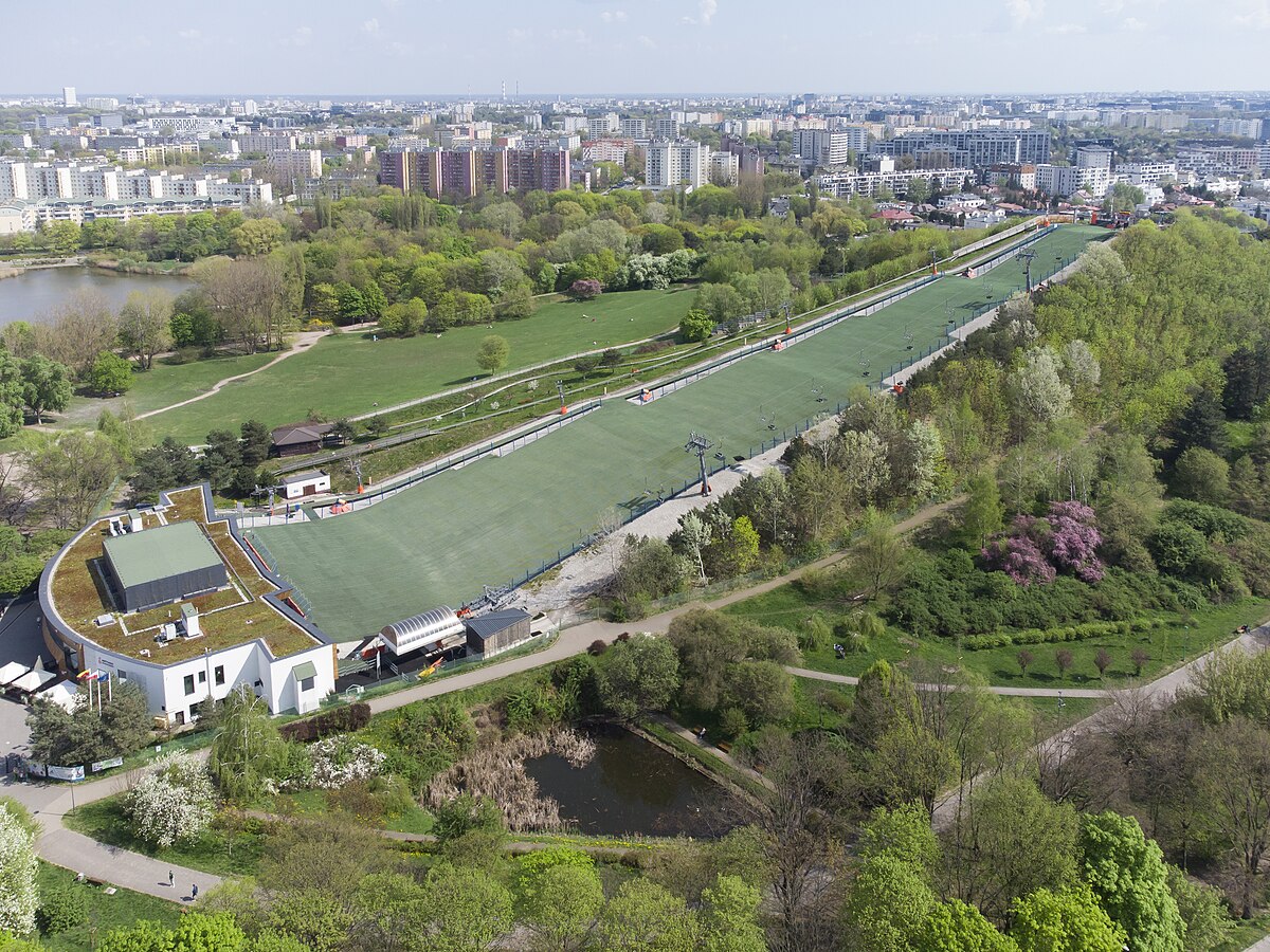 Park Szczęśliwice – Warsaw in Poland - an aerial view of the city from above.