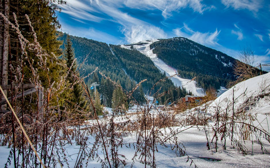 Pamporovo in Bulgaria - the view from the top of the mountain in winter.