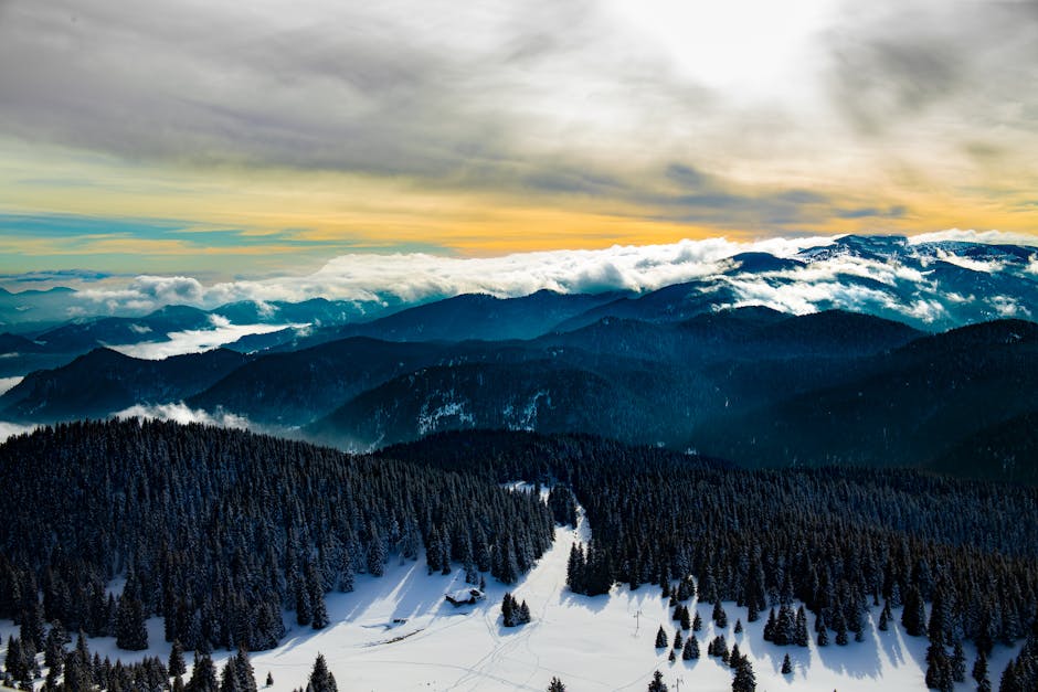Pamporovo in Bulgaria - a view from the top of a snowy mountain.