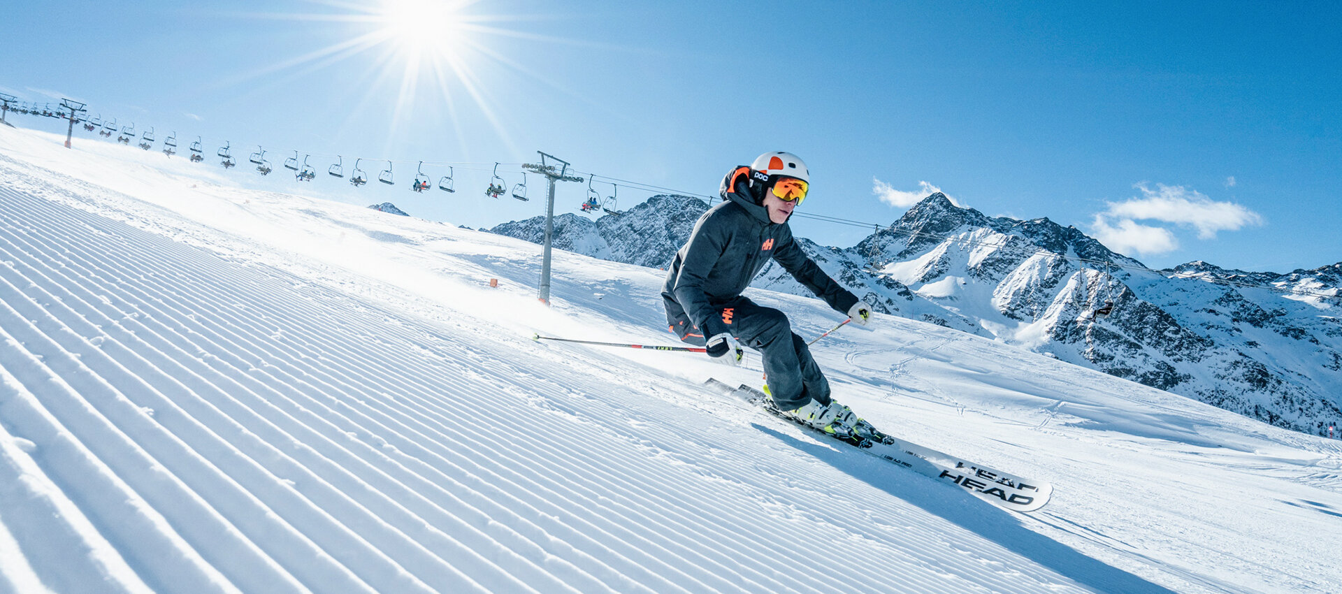 Skizentrum St. Jakob in Austria - a man riding skis down a snow covered slope.