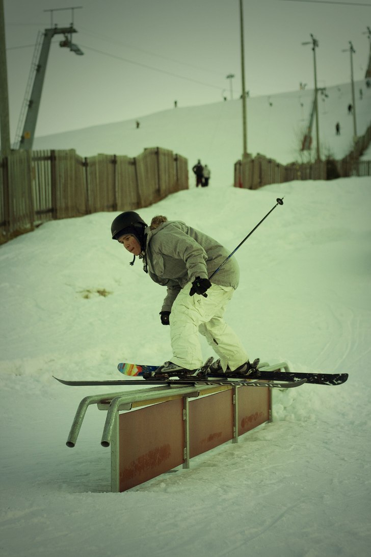 Måttsundsbacken in Sweden - a man riding a snowboard down a snow covered slope.