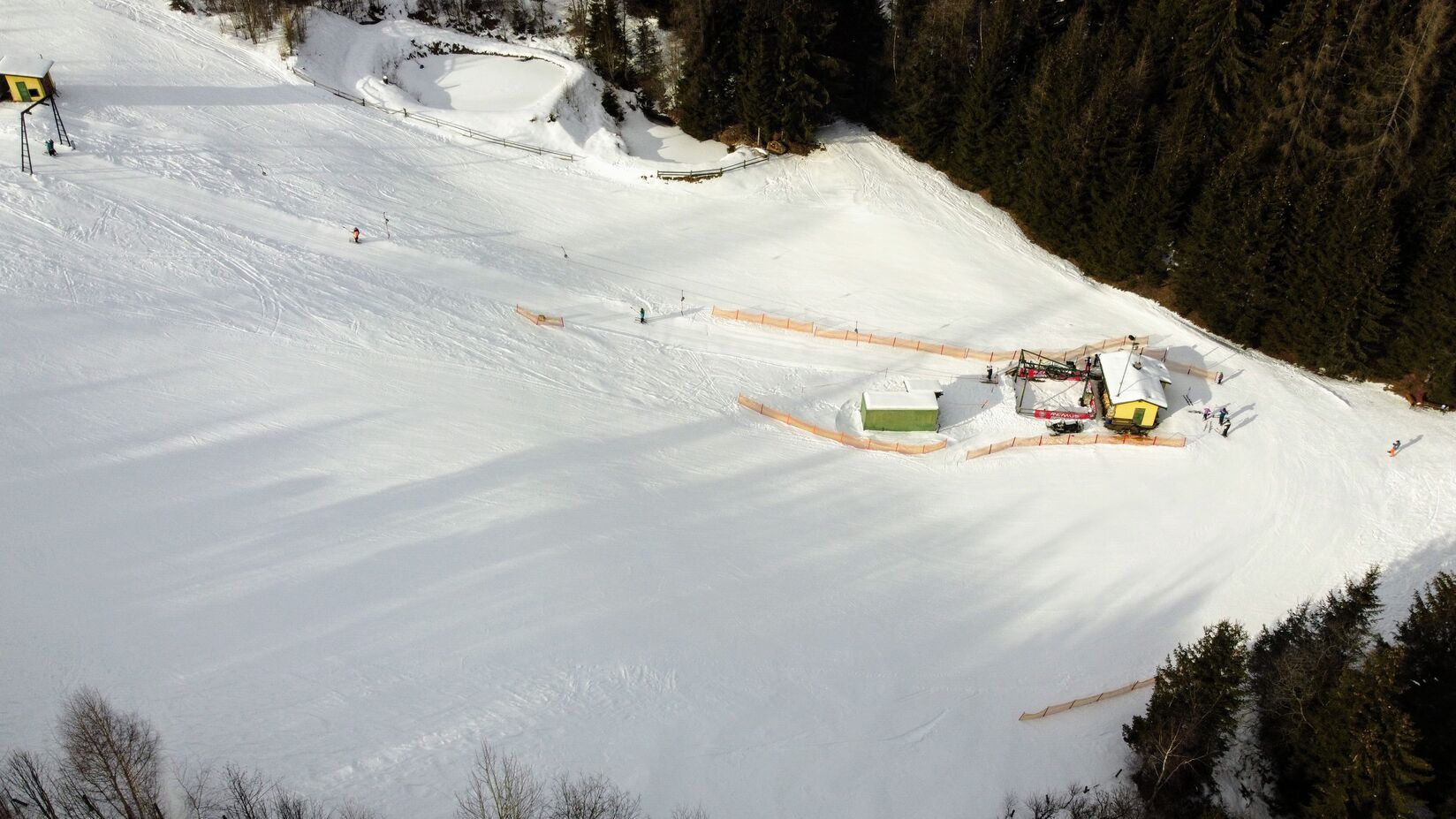 St Hemma – Edelschrott in Austria - a view of a ski slope from above.