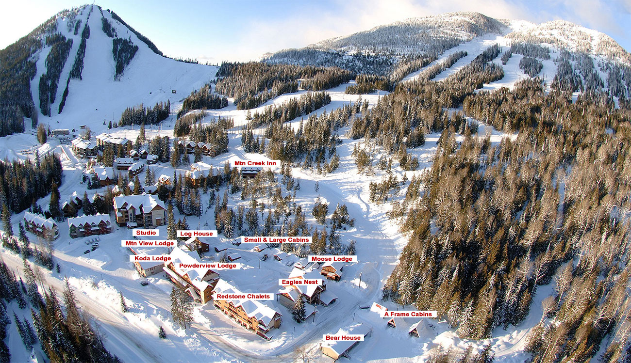 Red Mountain Resort in Canada: a ski resort surrounded by trees and snow.