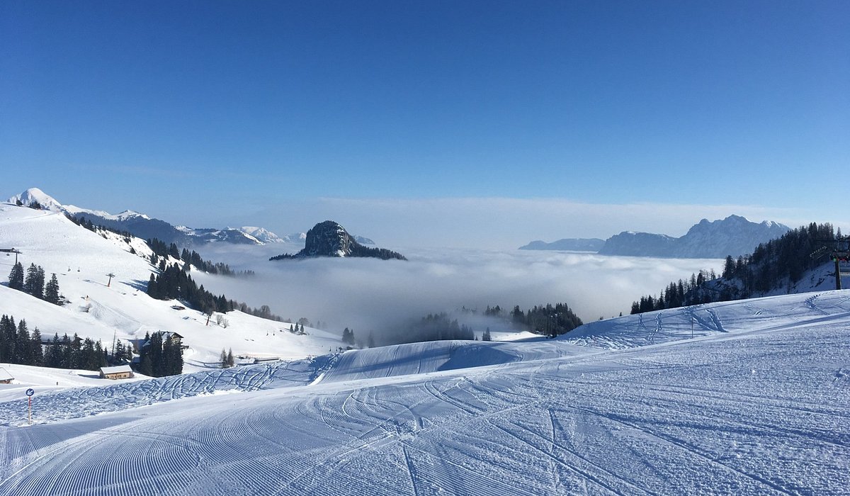 Almenwelt Lofer in Austria - the view from the top of a ski slope.