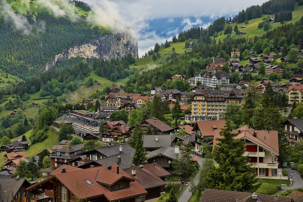 Wengen in Germany - a view of a village in the mountains.