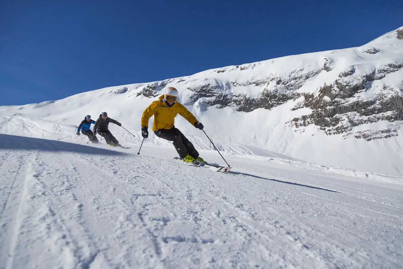 Monte Poieto – Aviatico in Italy - two people skiing down the side of a mountain.