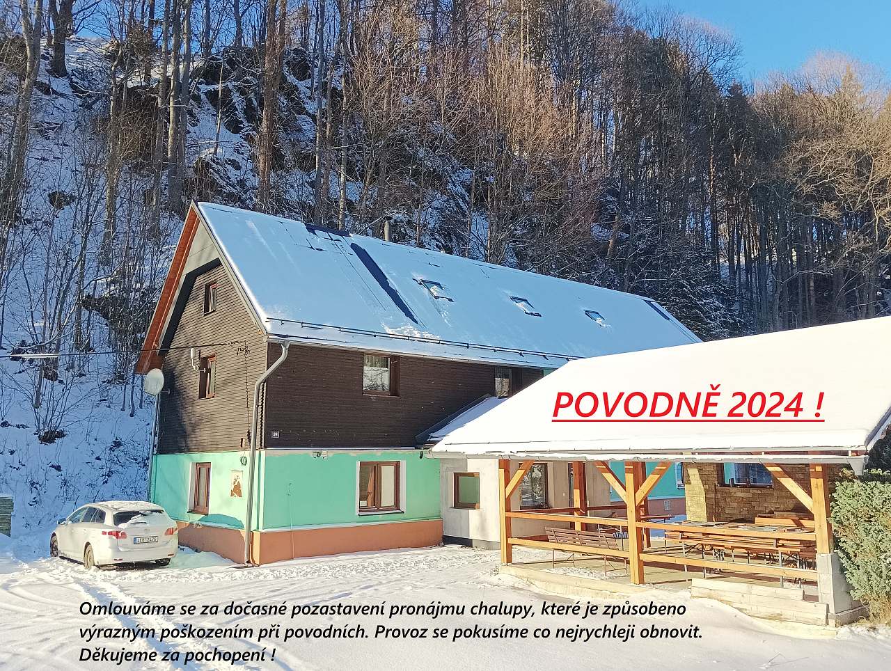 Ostružná – Řetězárna in Czech Republic - a house with a roof covered in snow.