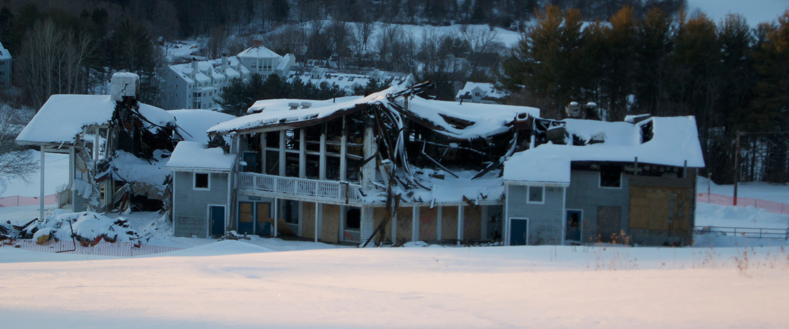 Ascutney Mountain in USA - snow on the roof.