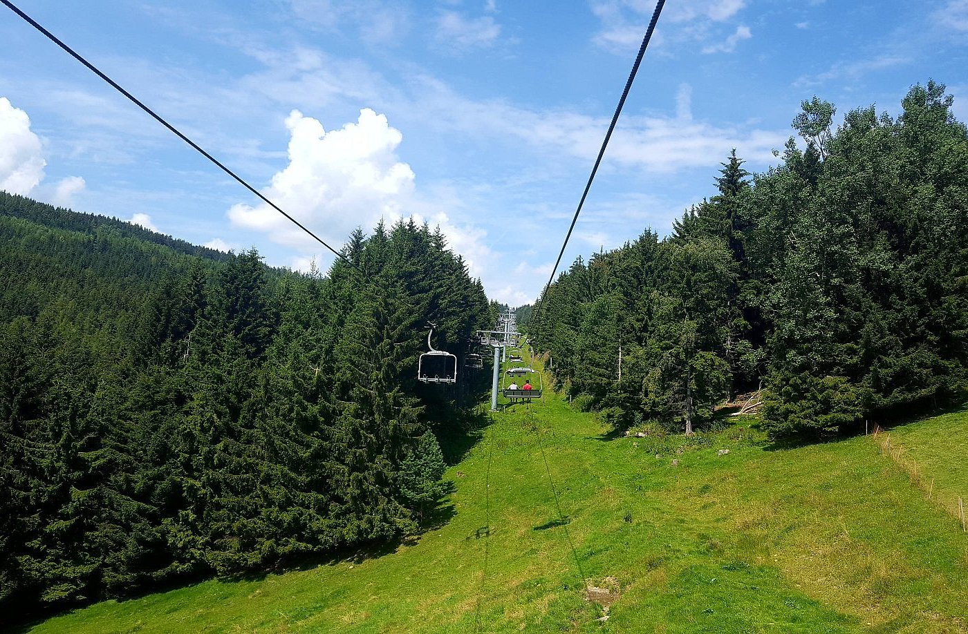 Mönichkirchen | Mariensee in Austria - a ski lift going up a hill in the mountains.