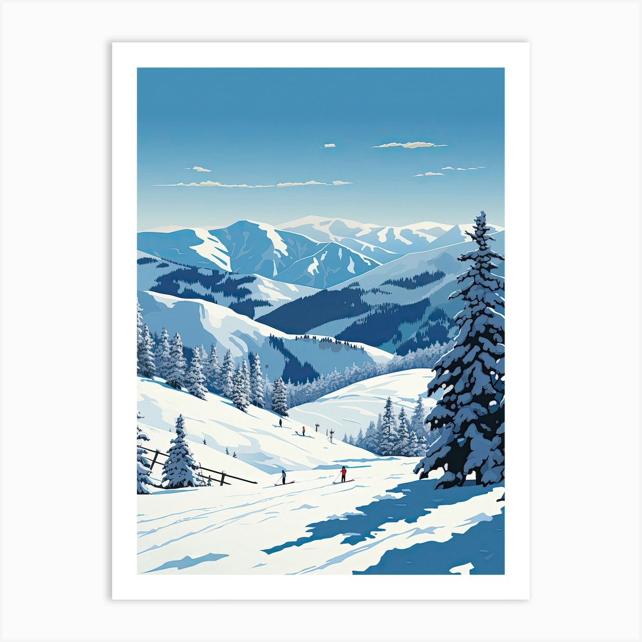 Taos in USA - a framed print of a snowy mountain scene.