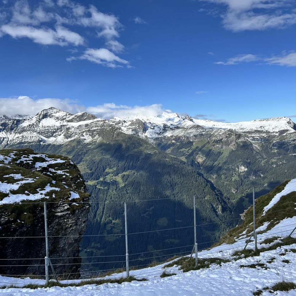 Les Verrières in Switzerland - a view from the top of a snowy mountain.
