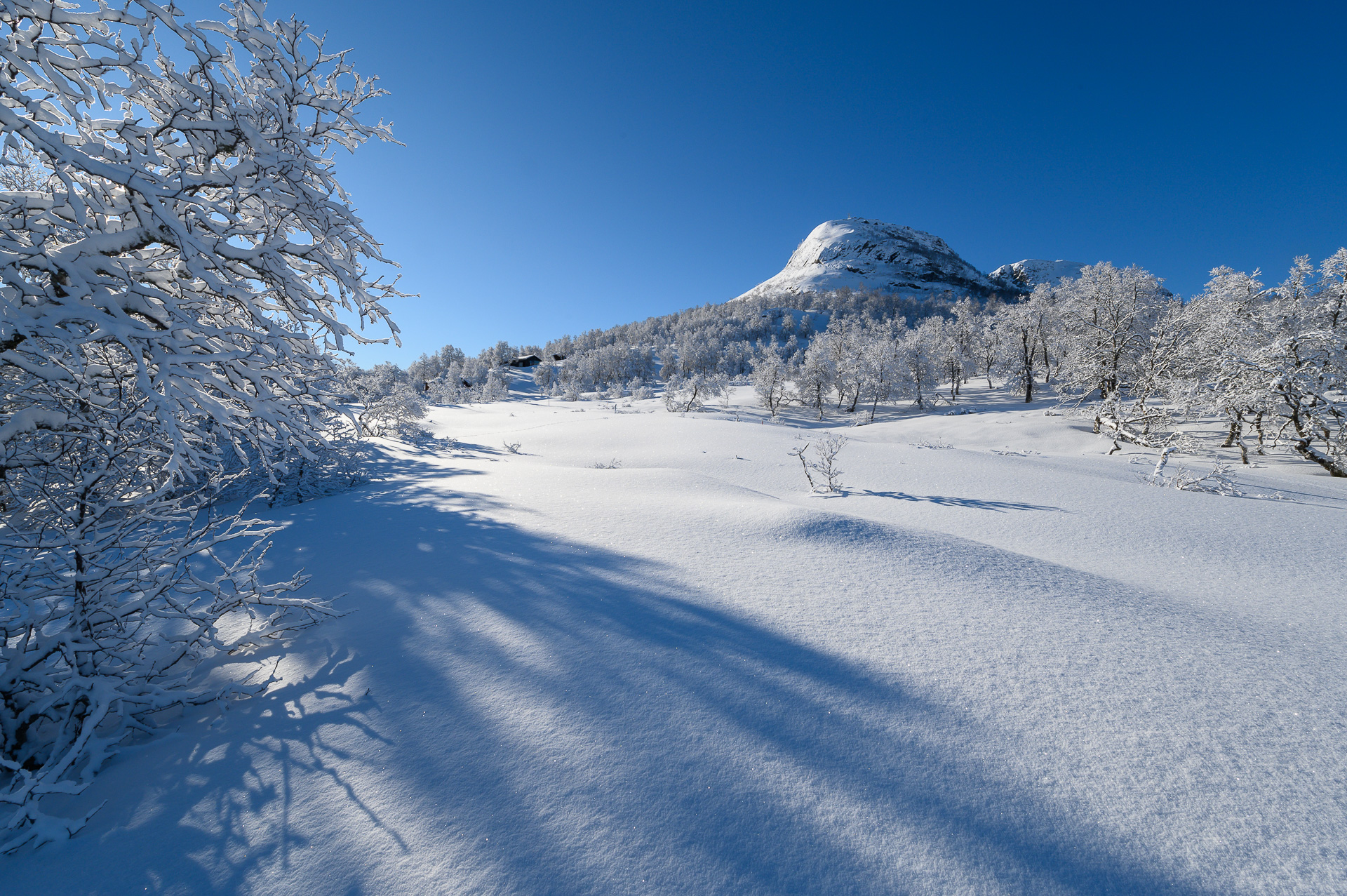 Gullingen in Norway - a clear blue sky.