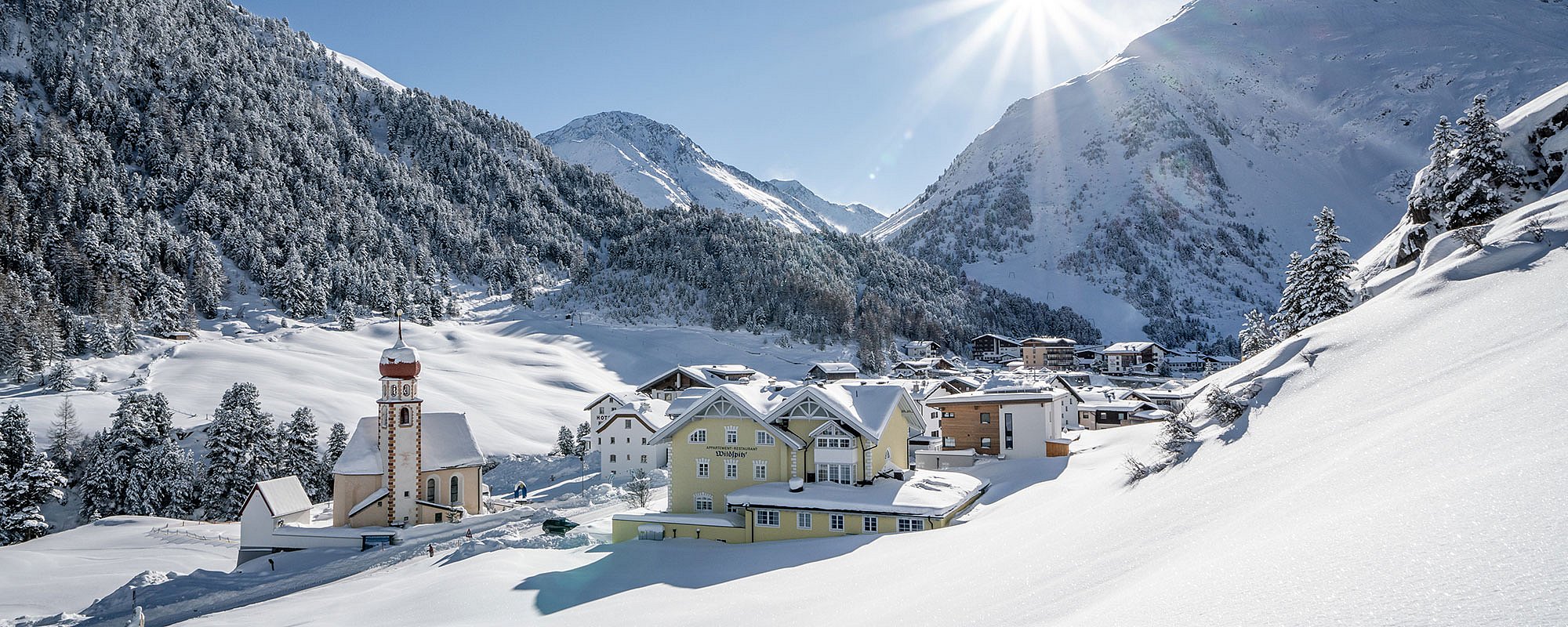 Vent in Austria - a snowy village in the swiss alps.