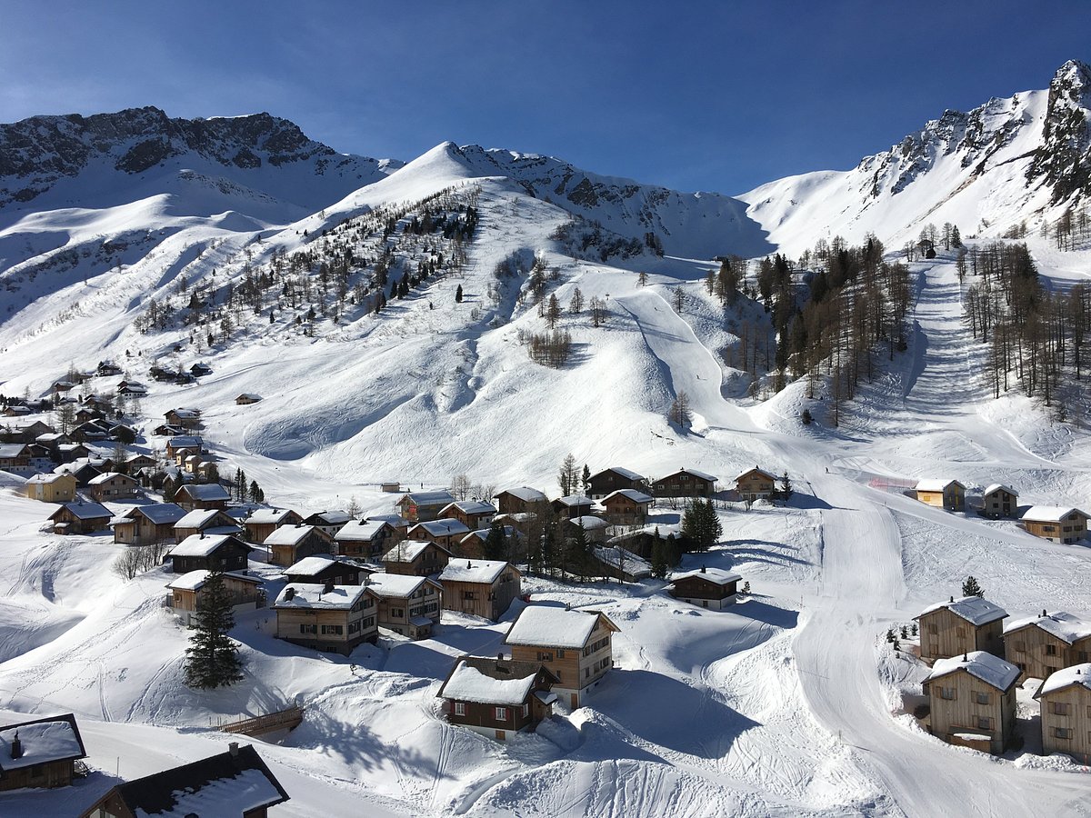 Malbun in Liechtenstein - a view of a snowy village in the mountains.