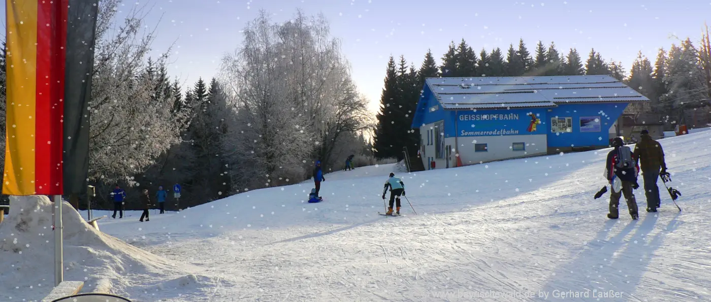 Brotjacklriegel – Langfurth in Germany - a group of people skiing down a snow covered slope.