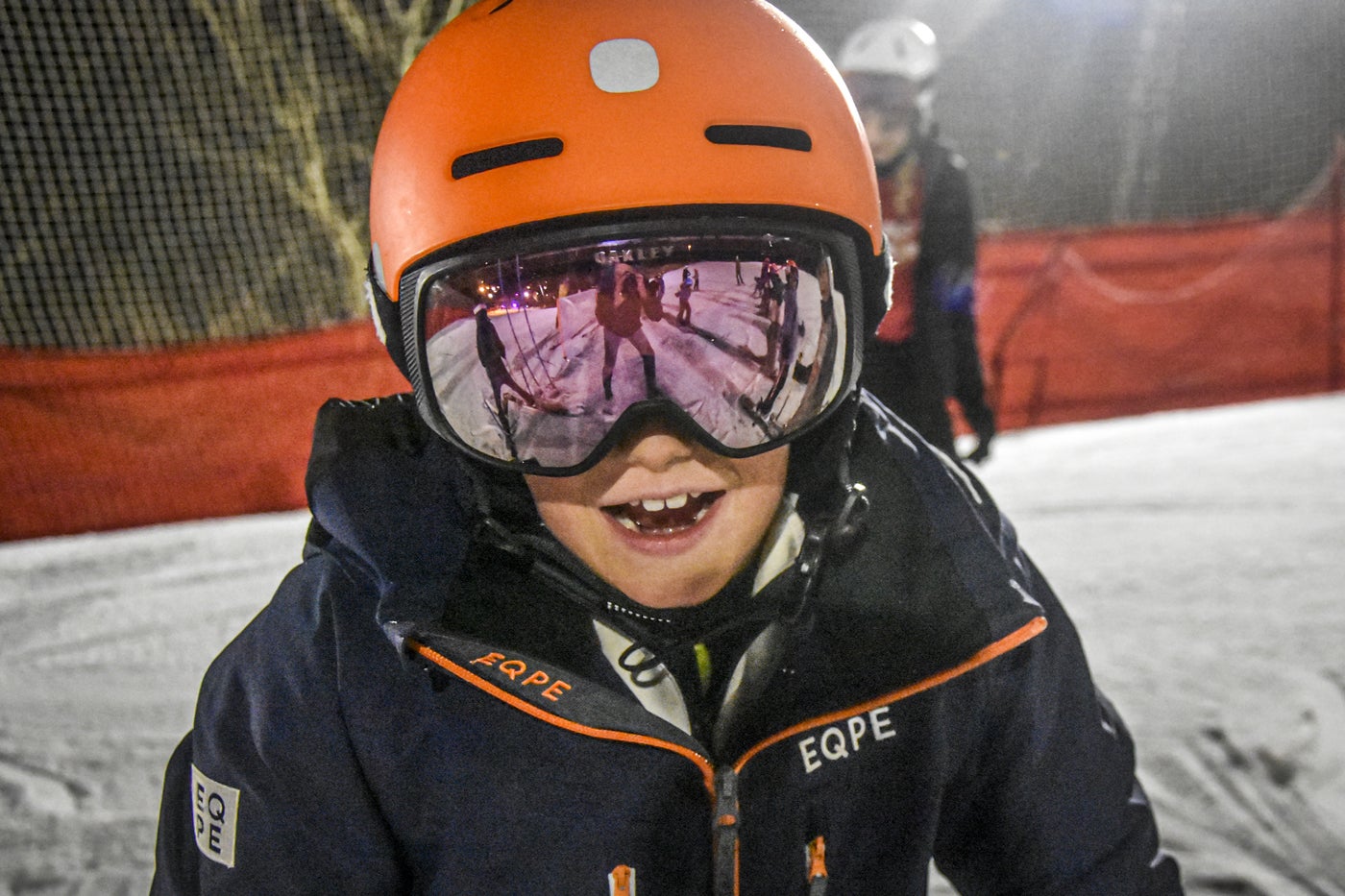 Saltisbacken – Saltsjöbaden in Sweden - a young boy wearing a helmet and goggles.