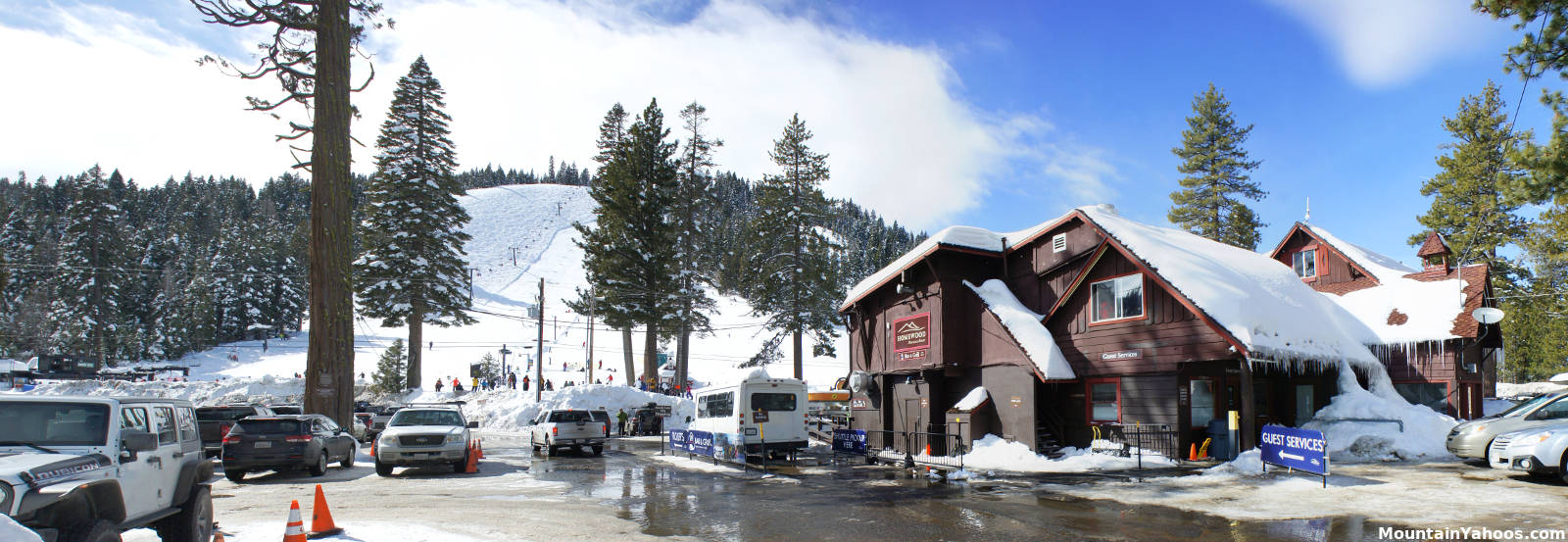 Homewood Mountain Resort in USA - snow on the ground.