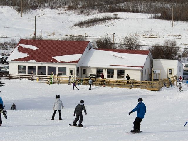 Winter sports centre nestled in Gwynne Valley, Alberta, featuring a scenic ski resort surrounded by snowy slopes, capturing the essence of winter sports in Alberta, Canada.