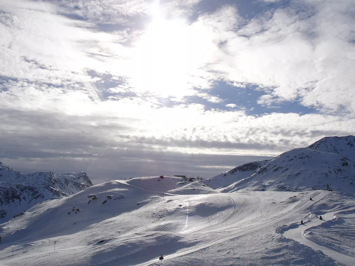 Splügen – Tambo in Switzerland - white clouds in the sky.