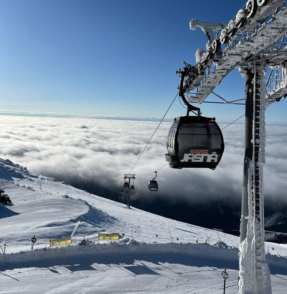 Jakubkova Lúka in Slovakia - a ski lift going up the side of a mountain.