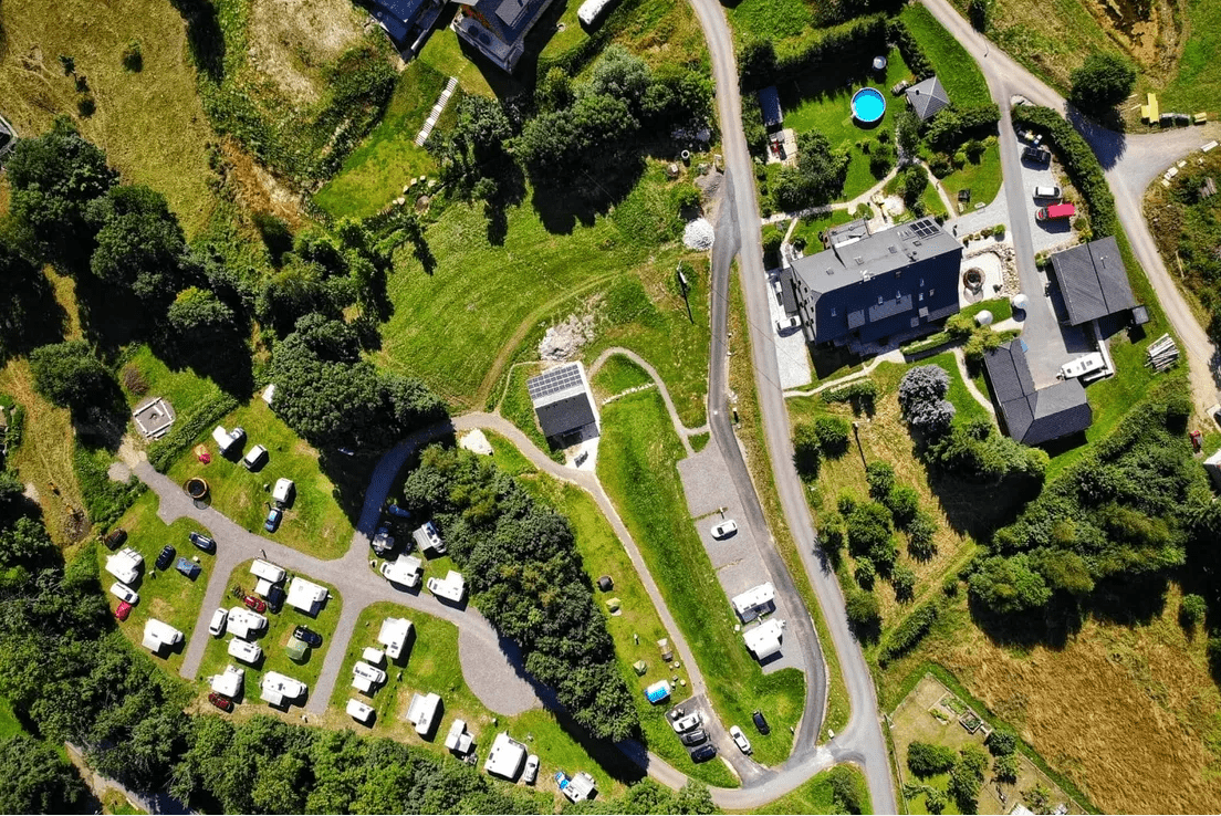 Větrný vrch – Dolní Morava in Czech Republic - an aerial view of houses in the countryside.