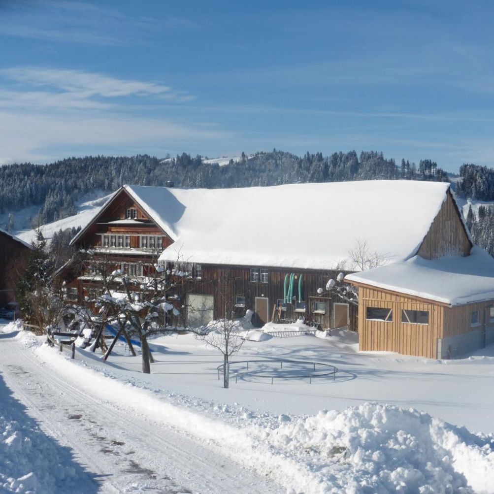 Hemberg in Switzerland - a house with snow on the ground.